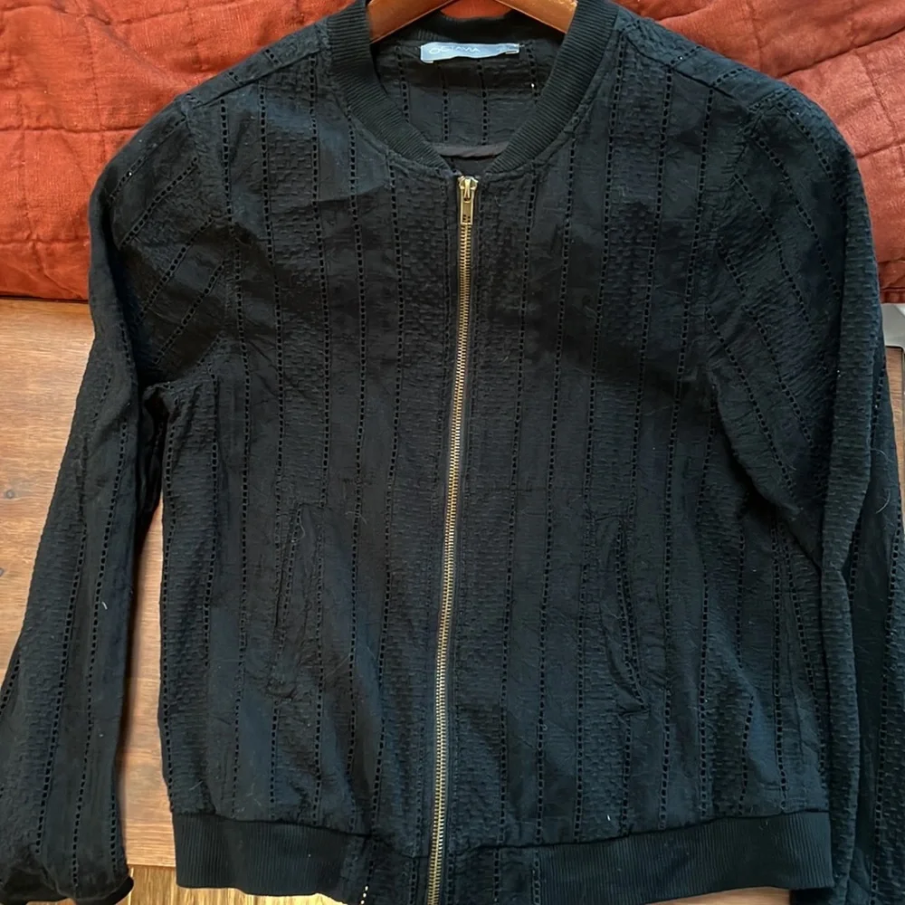 Octavia - Black Eyelet Bomber Jacket - Cotton - Small - Picture 3 of 5